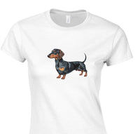 Load image into Gallery viewer, Women&#39;s Dachshund T-Shirt – Durable Cotton Classic Fit Tee-Classic Women&#39;s Crewneck T-shirt
