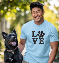 Load image into Gallery viewer, LOVE Paw Print Dog Lover T-Shirt – Durable Heavyweight Cotton Tee-Men&#39;s

