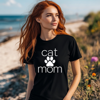 Load image into Gallery viewer, Women&#39;s Cat Mom T-Shirt – Durable Cotton Casual Tee
